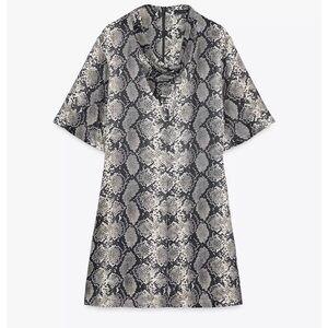 Zara Black and Gray Patterned Mini Dress